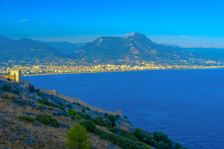 View from above on Beach Coast or Shore in Alanya, Turkeyの写真素材