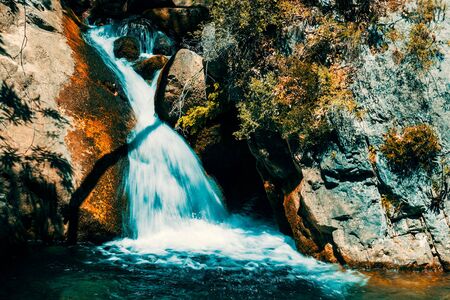 Waterfall in Mountain in Sapadere Canyon in Alanya, Turkeyの写真素材