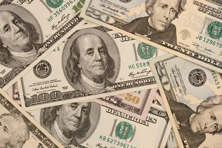 Dollars  on white background