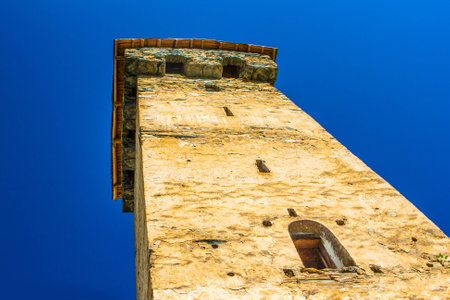 The old towers in Svanetia, Mestia, Georgia.の写真素材