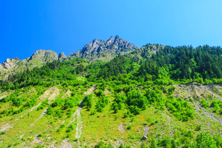 Mountain landscape. Caucasus, Svanetia, Ushguli, Ushba, Georgia.の写真素材