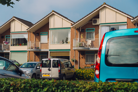 Cars parked in the parking at a tourist resortの写真素材