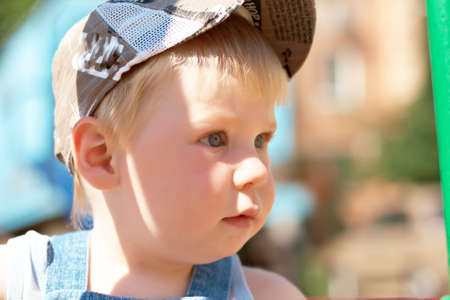 The boy on walk in the springの写真素材