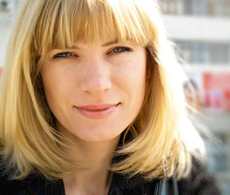 Portrait the young girl in the streetの写真素材