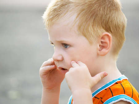 The boy on walk in the summerの写真素材