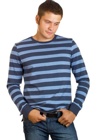  Portrait serious young men on a white backgroundの写真素材