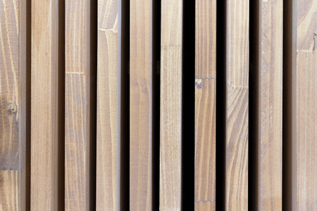 Texture wooden vertical stripes. Background natural tree with black stripes. Rectangular size photo.