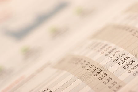 Money and stock selection in newspaperの写真素材