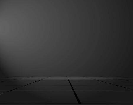 Black background blank with illuminated wall and floors. Vector artwork in perspective.のイラスト素材