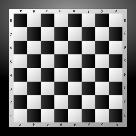 Chess Board black and white closeup on a grey background. Vector illustration.のイラスト素材
