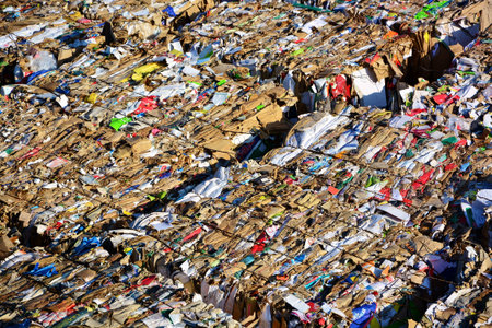 Compressed paper and cardboard prepared for industrial ecological recycling