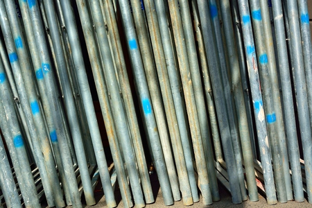 Construction site with industrial equipement, tools and materials for construction of urban buildingsの写真素材