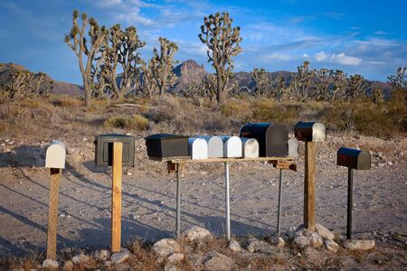 Mailboxes in a small town in Nevadaの写真素材