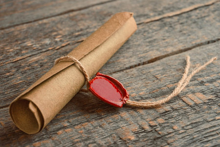 Old manuscript with sealing wax stamp from