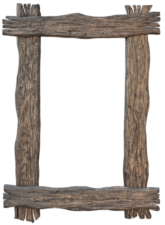 Old wooden carved frame on a white backgroundの写真素材