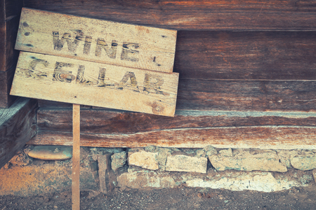 Georgia. Wooden sign at the entrance to the old wine cellarの写真素材