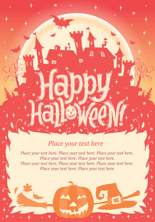 Happy Halloween  Halloween poster, card or background for Halloween party invitationのイラスト素材