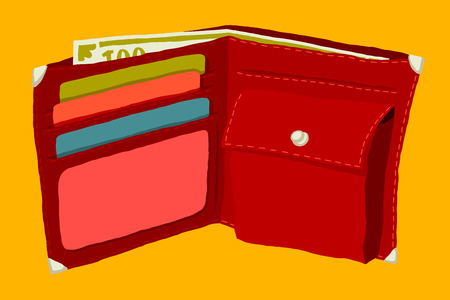 Wallet with money and credit cards.のイラスト素材