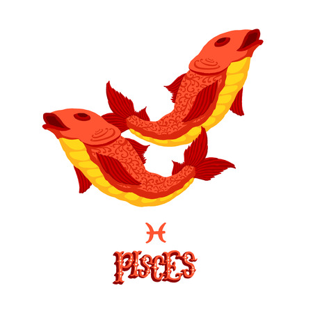 Astrological zodiac sign Pisces. Part of a set of horoscope signs. Isolated vector illustration on white background.のイラスト素材