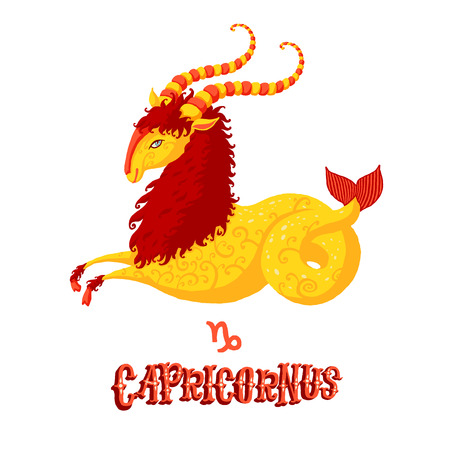 Astrological zodiac sign Capricorn. Part of a set of horoscope signs. Isolated vector illustration on white background.のイラスト素材