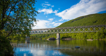 Beautiful landscape rail bridge norway
