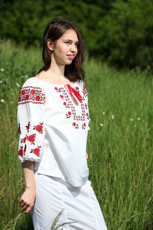 Attractive ukrainian women in the traditional clothes.の写真素材