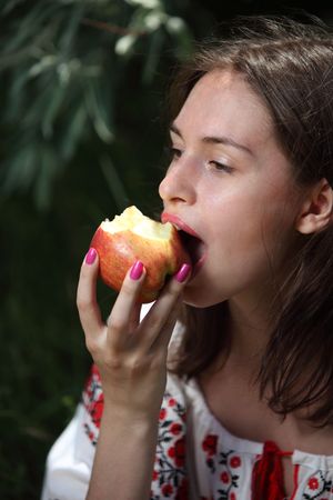 Attractive ukrainian women in the traditional clothesの写真素材