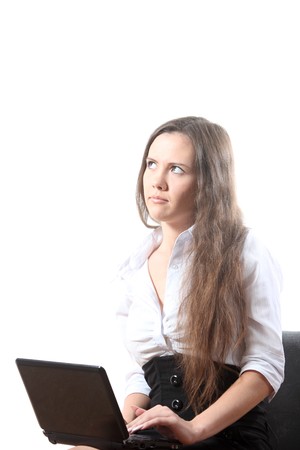 Young businesswoman work on notebookの写真素材