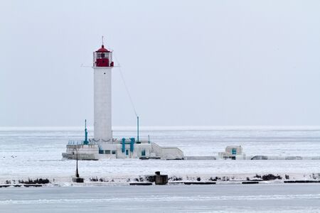 Lighthouse in a Odessa seaportの写真素材