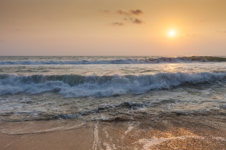 Indian Ocean at sunset. Varkala. Kerala. Indiaの写真素材