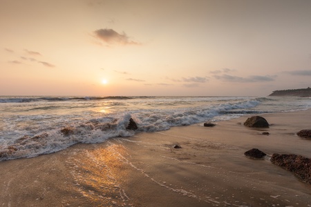 Indian Ocean at sunset. Varkala. Kerala. Indiaの写真素材