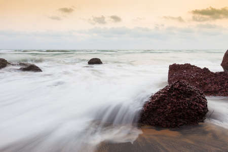 Indian Ocean at sunset. Varkala. Kerala. Indiaの写真素材
