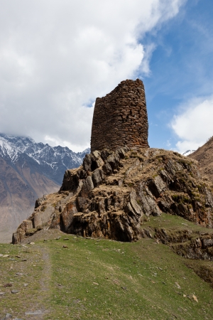 Gergeti Trinity Church at springの写真素材