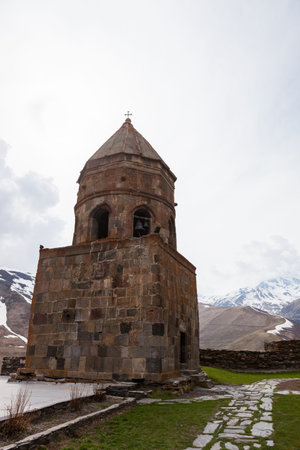 Gergeti Trinity Church at spring