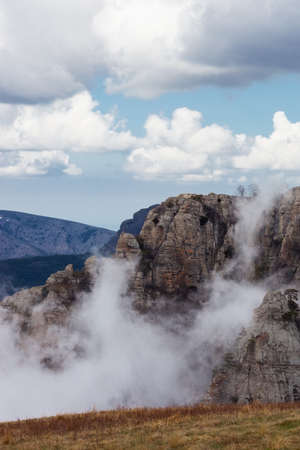 Cloudy weather in South oresnostyah top Demerji. Crimea. Ukraine.の写真素材
