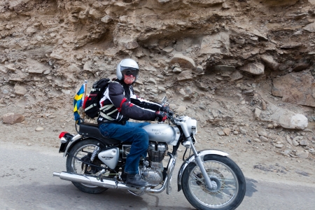 Motorcyclist in Indian Himalayasのeditorial素材