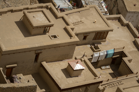 Leh city is located in the Indian Himalayas at an altitude of 3500 metersの写真素材