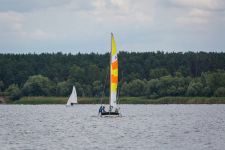 KHARKIV, UKRAINE-JULY 21: Sailing yachtÂ Â 21, 2013 in Kharkiv, Ukraine. Sailing yachtÂ  of...