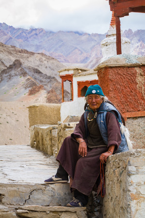 LEH, INDIA-SEPTEMBER 5: Ladakh PeopleÂ 5, 2011 in Leh, India. Indian people on the street in Leh. Ladakh province.のeditorial素材