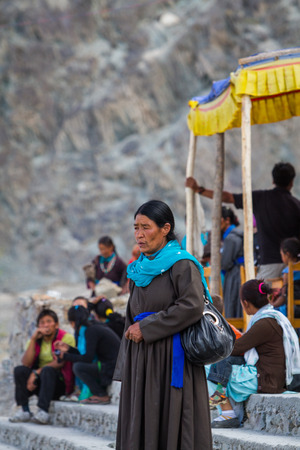 NUBRA, INDIA-SEPTEMBER 5: Ladakh People 5, 2011 in Nubra, India. Indian people on the street in Nubra. Ladakh province.のeditorial素材