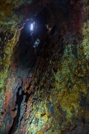 Inside the Volcano - Thrihnukagigur Magma Chamber. Iceland.の写真素材