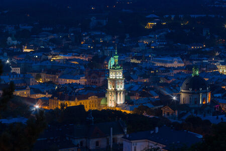 View down on the roof of the Ukrainian city of Lvivの写真素材
