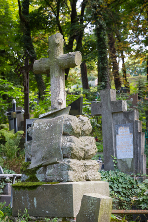 Satue on grave in the old cemeteryのeditorial素材