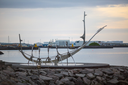 REYKJAVIK, ICELAND-AUGUST 4: Town streets 4, 2013 in Reykjavik, Iceland. Streets of the capital in which they live most of the country's population.のeditorial素材