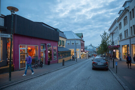 REYKJAVIK, ICELAND-AUGUST 4: Town streets 4, 2013 in Reykjavik, Iceland. Streets of the capital in which they live most of the country's population.のeditorial素材