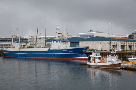 REYKJAVIK, ICELAND-JULY 25: Old harbor 25, 2013 in Reykjavik, Iceland. Harbor in the capital in which they live most of the country's population.のeditorial素材