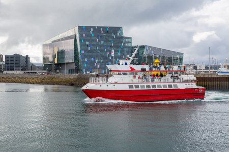 REYKJAVIK, ICELAND-JULY 25: Old harbor 25, 2013 in Reykjavik, Iceland. Harbor in the capital in which they live most of the country's population.のeditorial素材
