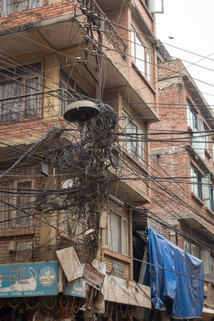 KATHMANDU, NEPAL-MARCH 16: The streets of Kathmandu on March 16, 2015 in Kathmandu, Nepal. Street life in the capital of Nepal.のeditorial素材