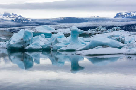 Icebergs in the glacier lagoon in Iceland Ekulsarlon