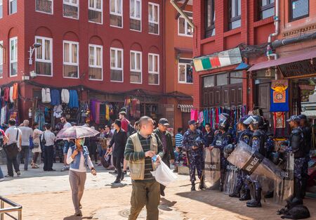 KATHMANDU, NEPAL-MARCH 28: Boudhanath stupa on March 28, 2015 in Kathmandu, Nepal. a famous, sacred Hindu temple.のeditorial素材